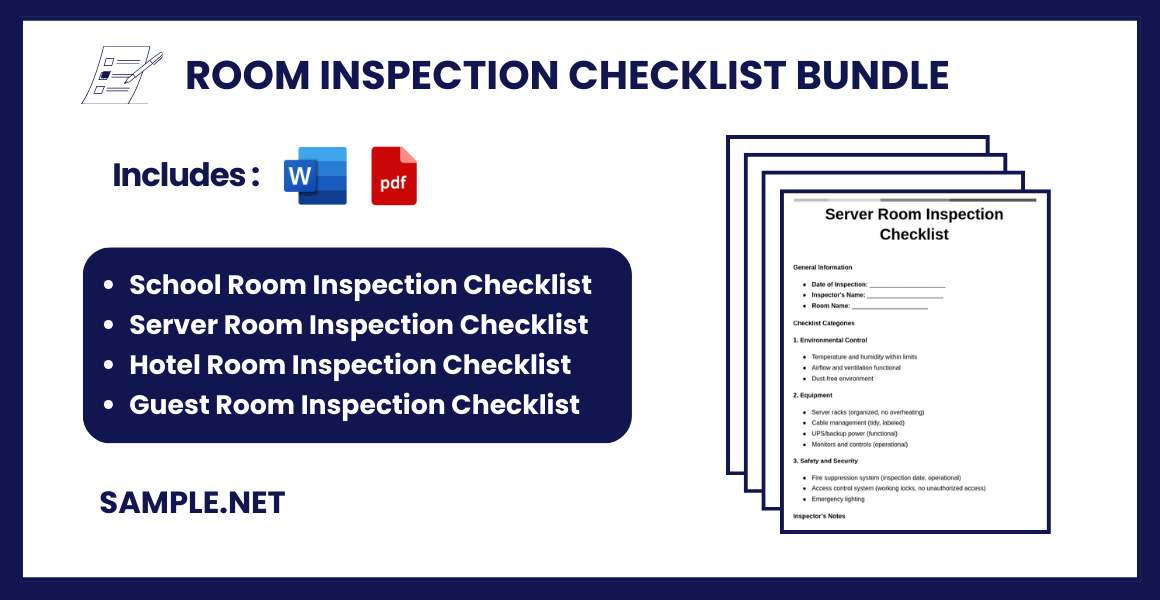 room inspection checklist bundle