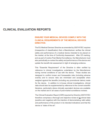 Sample Clinical Evaluation Report