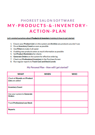 Sample Inventory Action Plan