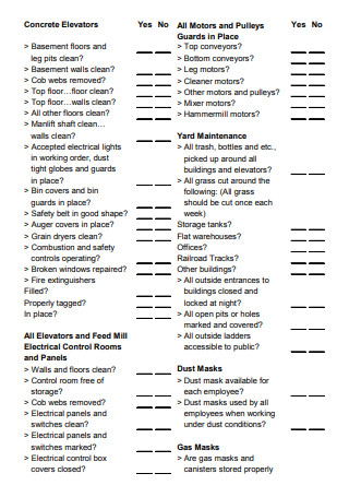 Sample Room Maintenance Checklist