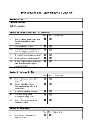 School Health and Safety Inspection Checklist