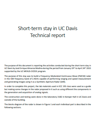 Short Term Technical Report