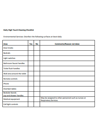 Simple Daily Cleaning Checklist