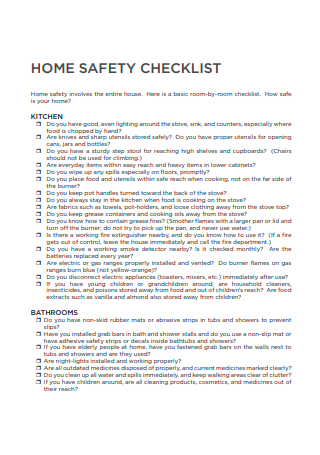 Simple Home Safety Checklist