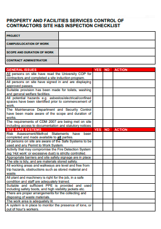 Site Health and Safety Inspection Checklist