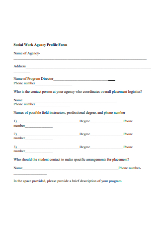 Social Work Agency Profile Form