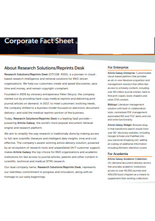 Standard Corporate Fact Sheet