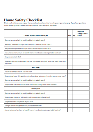 Standard Home Safety Checklist