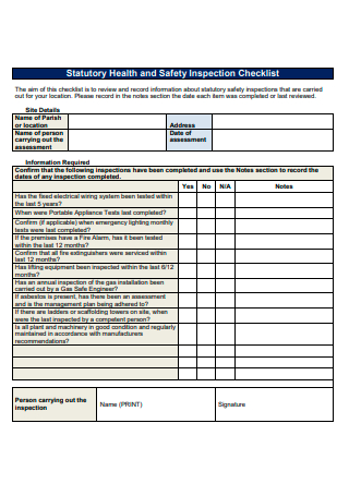 Statutory Health and Safety Inspection Checklist