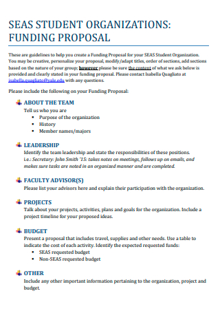 Student Organization Funding Proposal