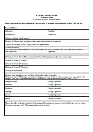 Student Production Proposal Form