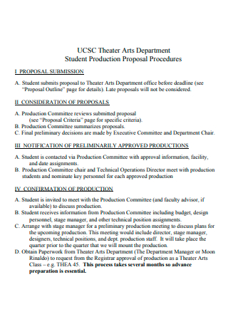 Student Production Proposal Procedures