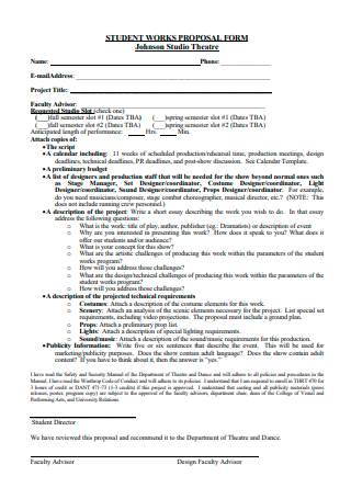 Student Work Production Proposal Form