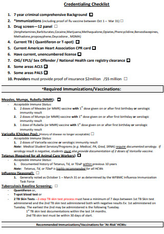 Students Credentialing Checklist 
