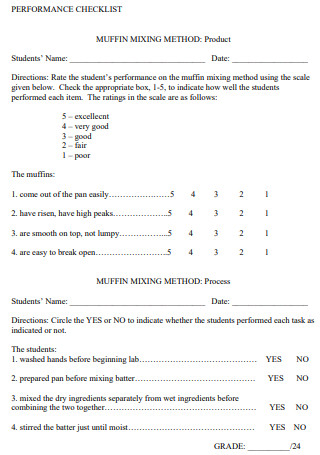 Students Performance Checklist