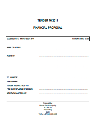 Tender Financial Proposal