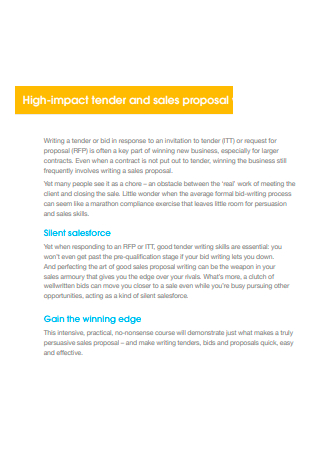 Tender and Sales Proposal