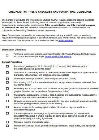 Thesis Checklist Format