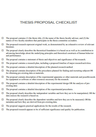 Thesis Proposal Checklist