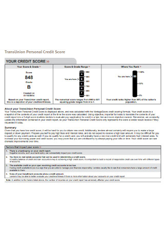12 FREE Transunion Credit Report Samples To Download