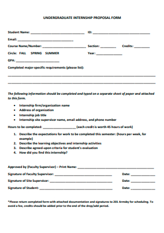 Undergraduate Internship Proposal Form