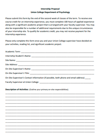 Union College Internship Proposal