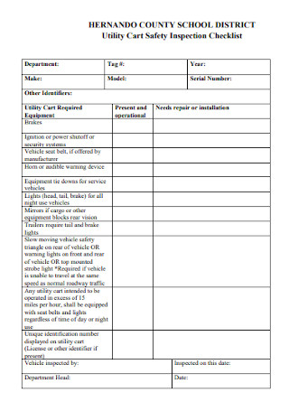 Utility Cart Safety Inspection Checklist 