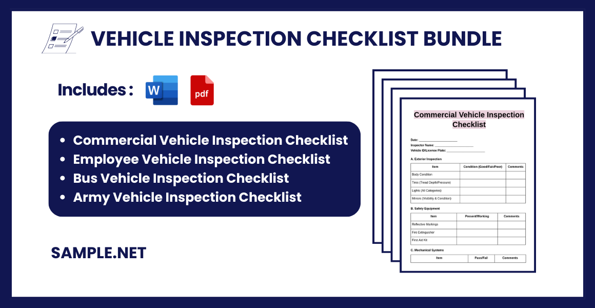 vehicle inspection checklist bundle