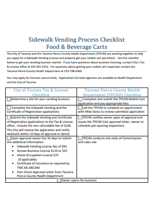 Vending Process Checklist