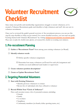 Volunteer Recruitment Checklist