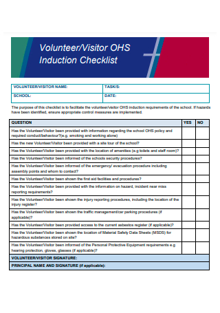Volunteer Visitor Induction Checklist