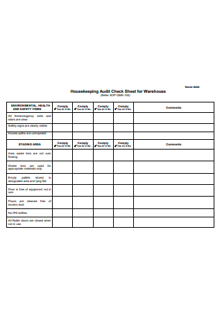 Warehouse Housekeeping Audit Checklist