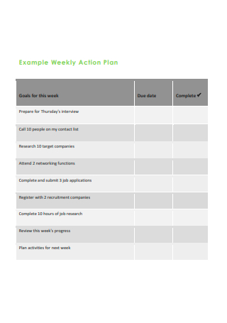 Weekly Action Plan Example