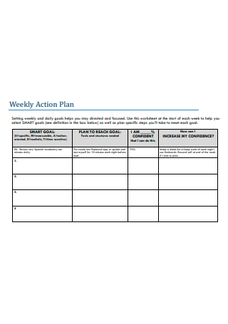 Weekly Action Plan Format