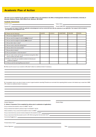 Academic Action Plan Form