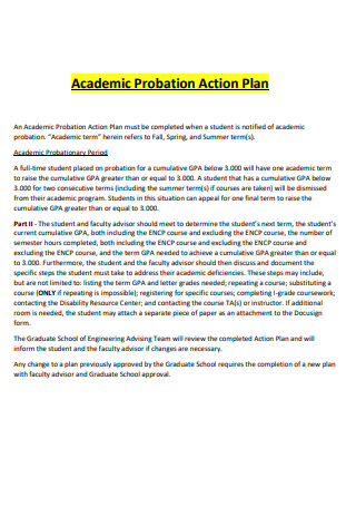 Academic Probation Action Plan