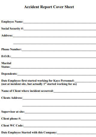 Accident Report Cover Sheet