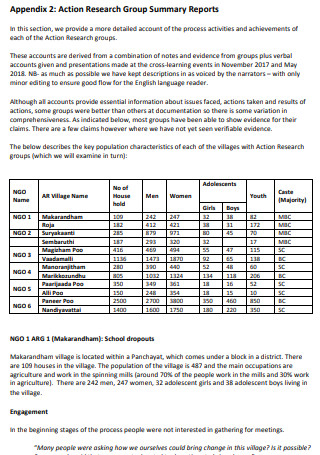 Action Research Summary Report