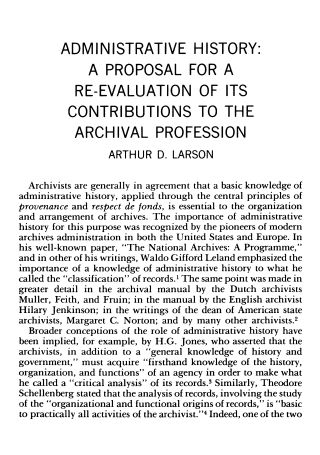 Administrative History Proposal