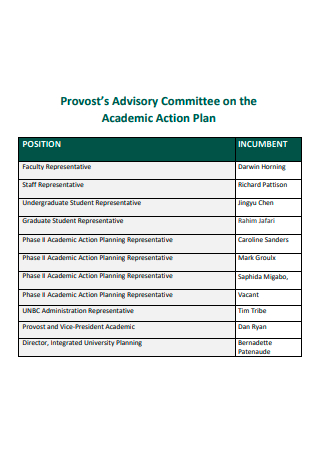 Advisory Committee on the Academic Action Plan
