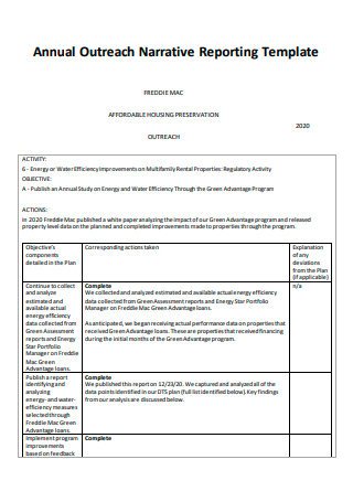 Annual Outreach Narrative Reporting Template
