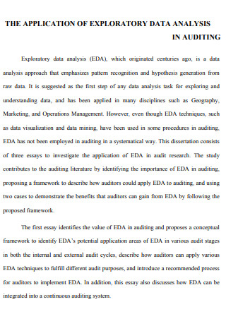 Application of Exploratory Data Analysis in Auditing