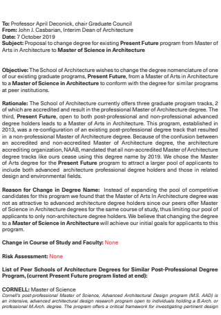 Architecture Masters Name Change Proposal