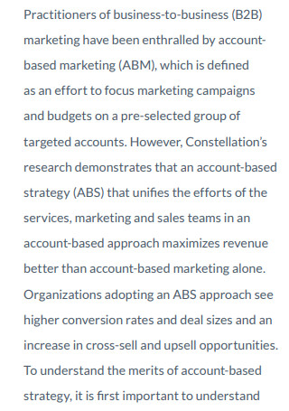 B2B Sales Account Based Strategy