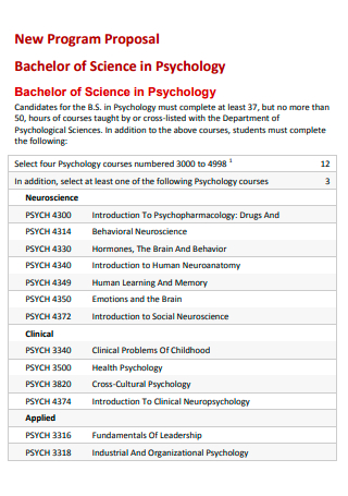 Bachelor of Science in Psychology Proposal