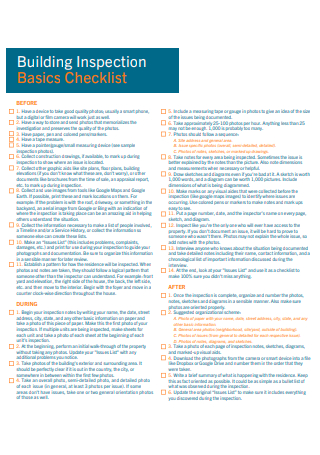 Basic Building Inspection Checklist