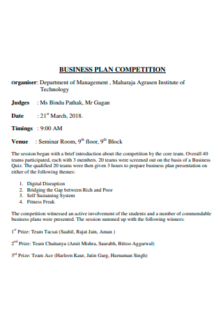 Basic Competition Business Plan