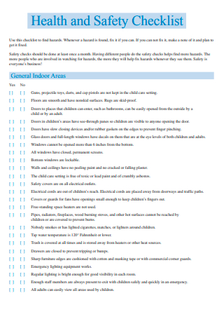 Basic Health and Safety Checklist