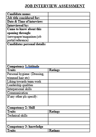 Basic Job Interview Assessment