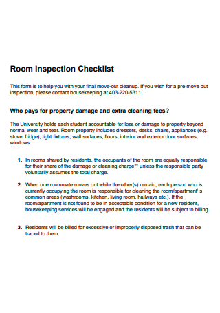Basic Room Inspection Checklist
